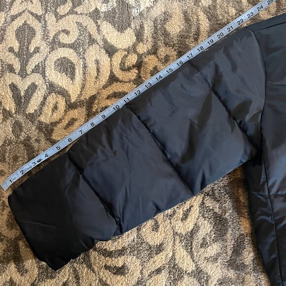 Abercrombie & Fitch Faux Fur Collar Mini Ultra Puffer Black Women's Medium - Picture 16 of 16